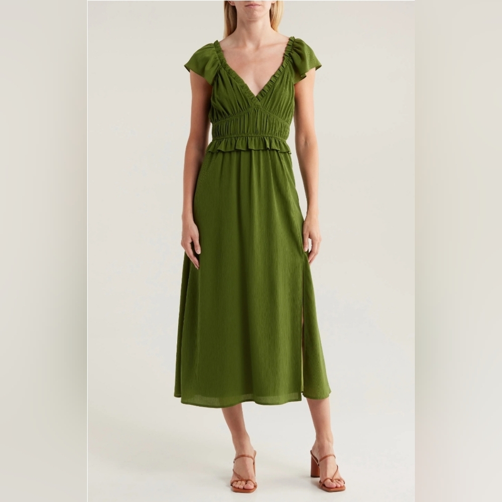 Mila Mae Flutter Sleeve Midi Dress